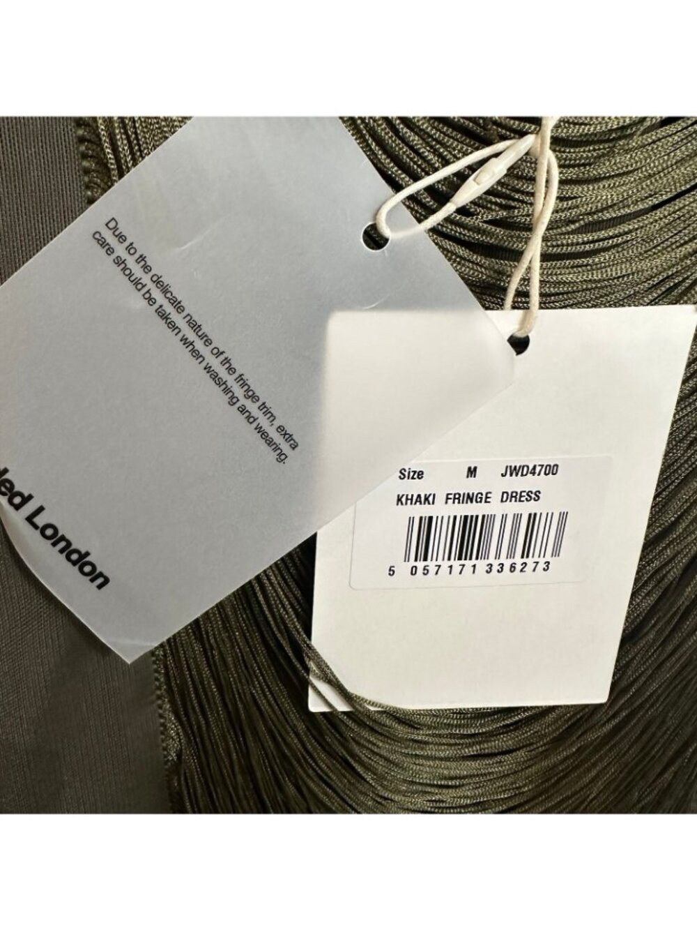 NWT Jaded London Fringe Dress in Khaki M - Picture 9 of 11
